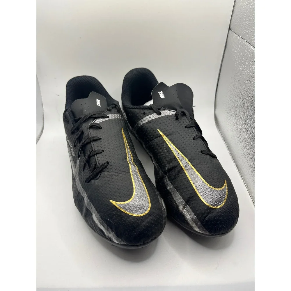 Nike Phantom GT2 Academy MG Soccer Cleats Black Gold Silver Kids Youth